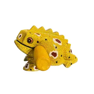 4" Wooden Musical Frog - Mustard Design (Percussion Instrument)