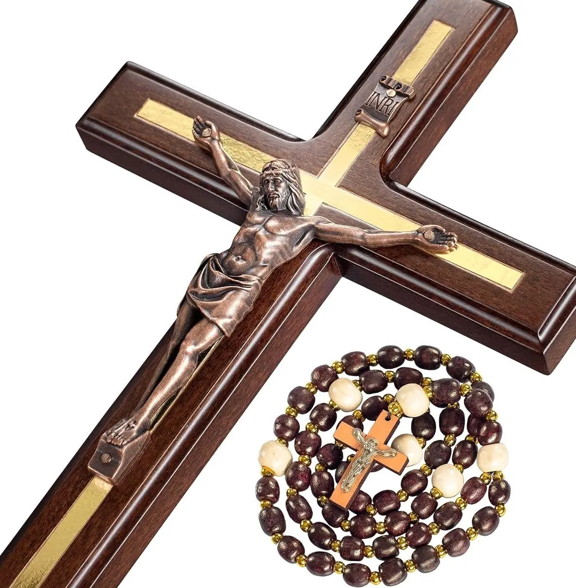 Asterom Crucifix Wall Cross, Catholic Crucifix, Wooden Cross for Wall | 12 Inches, Handcrafted with Love in Ukraine