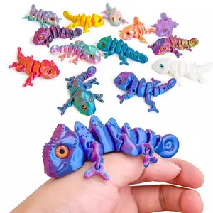 Popular 3D printed toy chameleon simulation eye ornament, joint movable model, creative figurine gift