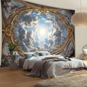 1 Piece-Extra Large Size-Gorgeous Clouds Angel Landscape Photo Huge Digital Printing Tapestry, Polyester Aesthetic High-Definition Printing Hanging Cloth, Living Room Bedroom Office Home Room Party Decoration, Wall Decoration, Installation Free