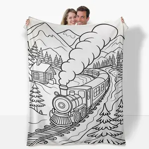 Color-Fillable Flannel Blanket – Creative Art Project For Parent-Child Craft, Interactive & Collaborative, Gift For Adults And Children,Mother's Day Gift, Book Lovers' Gift