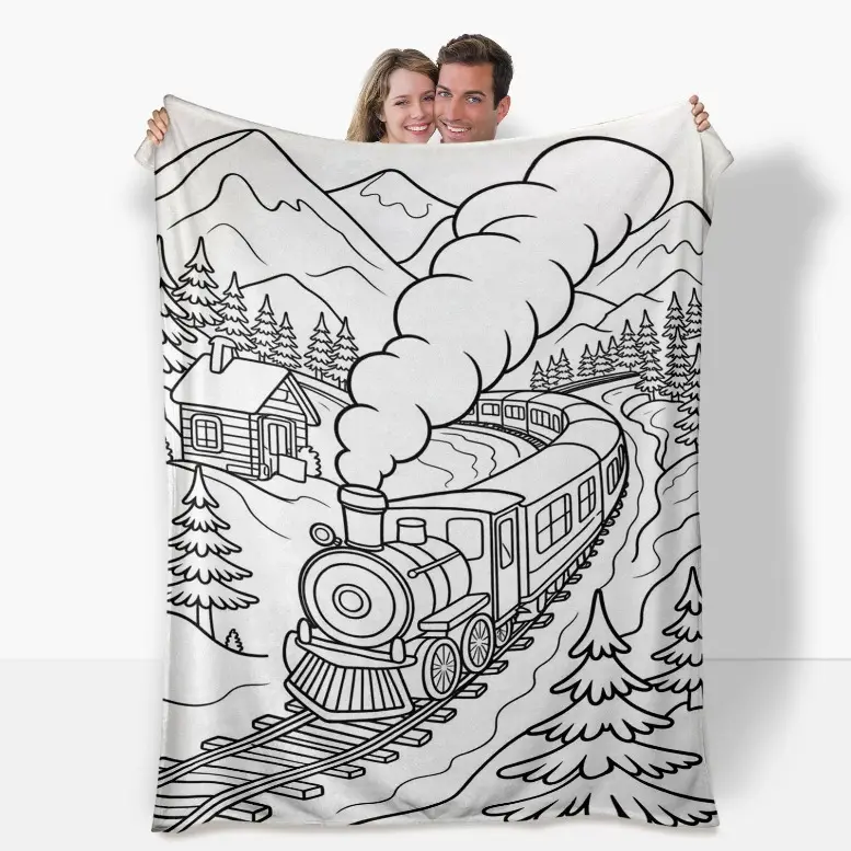 Color-Fillable Flannel Blanket – Creative Art Project For Parent-Child Craft, Interactive & Collaborative, Gift For Adults And Children,Mother's Day Gift, Book Lovers' Gift