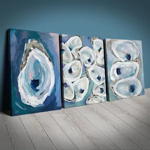 Vintage Abstract Art Oyster Shell Wall Decor Set, 3-Piece Framed Canvas Prints for Home Office Living Room Bedroom Cafe Restaurant Decoration