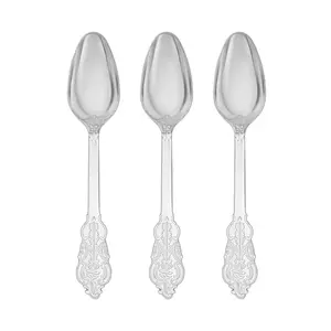Shiny Baroque Silver Plastic Spoons