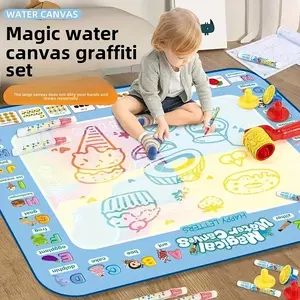 Magic water painting canvas, water magic learning mat, water writing cloth, children's painting, clear water repeated doodle, water painting mat, Graffiti Painting Set, inspirationodle painting board toy with reusable magic pen - enhance creativity