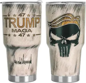 American Flag 30 Oz Insulated Tumbler, MAGA Trumpp Tumbler, USA Flag Tumbler Insulated Cup With Lid, Motherday Fatherday Birthday Gifts for Mom Dad