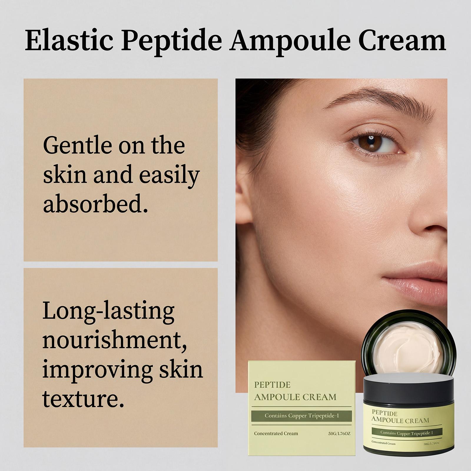Peptide Ampoule Face Cream with Adenosine Lavander Oil Fine Line Treatment Moisturizing Elastin Boost Korean Skincare (1.69 fl oz)