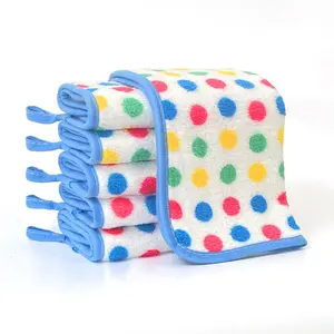 10 Counts Thick Absorbent Kitchen Towels, hanging loop saves kitchen storage space, multicolor dots
