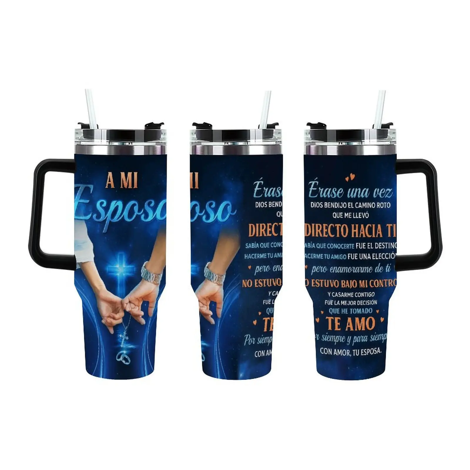 Stainless Double Wall Tumbler & Reusable Transparent Vacuum Flask Set with Lid - SMS Thermal Vase, Christian Anniversary Gift for Wife from Husband, Religious Kitchen Drinkware