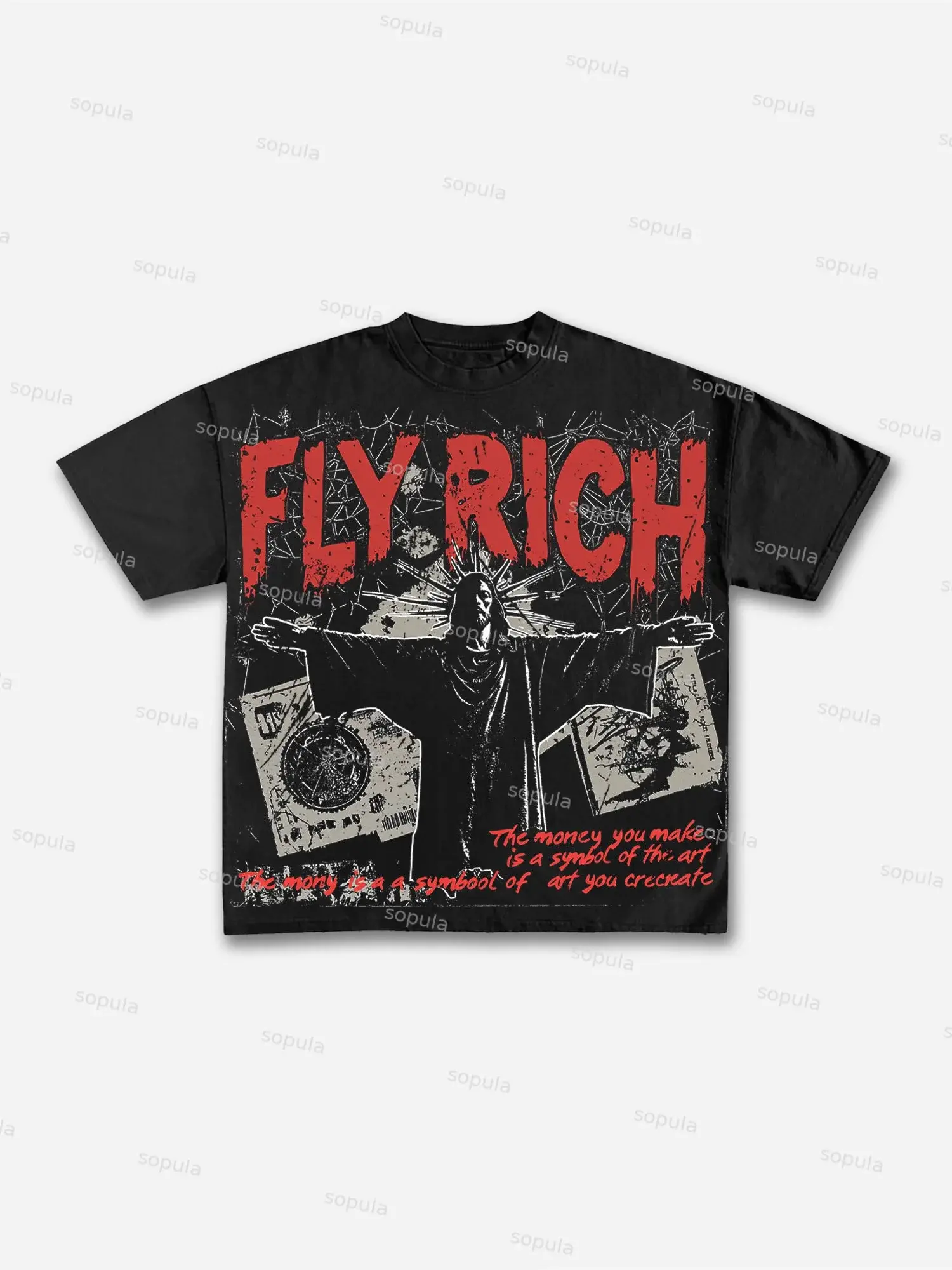 Vintage Flyrich Faith Graphic Print Cotton T-shirt