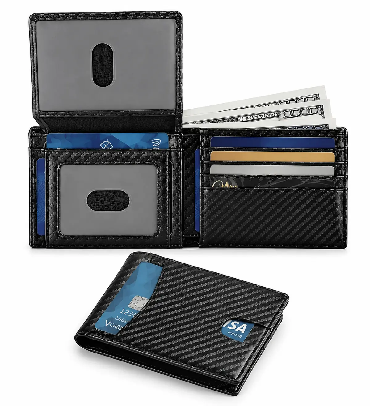 Wallet for Men -Slim Rfid Leather Mens Bifold Novelty Wallets 2 ID Window Men's Accessories | Minimalist Front Pocket Design, Holds 15 Cards, Large Capacity with Cash Pocket,Compact and Thin, Birthday Gifts for Men