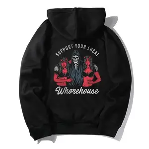 Support Your Local Whorehouse Back Side Printed Casual T-shirt Sweatshirt Hoodie, Halloween Devil Shirt, Graphic Shirt Classic Cotton