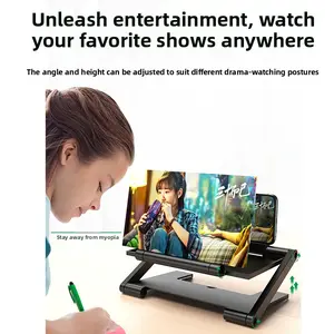 Upgraded Horizontal and Vertical Screen Foldable Adjustable Phone Screen Amplifier Ultra-Clear Blue Light Blocking Stand for Watching Shows