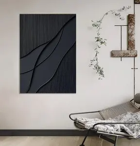 Large Black for Living Room Black and White Abstract Line Painting Wabi Sabi Wall Poster