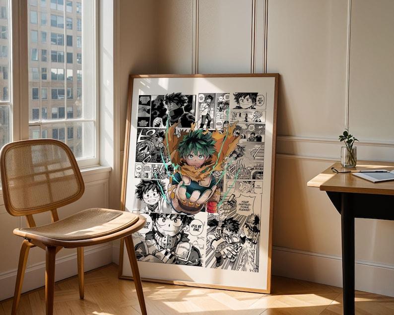 My Hero Academia Deku Izuku Midoriya Manga Panels Poster, Printed Satin Anime Wall Art (Unframed, Print Only)
