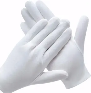 12 Pairs White Cotton Gloves for Serving Inspection Costume - Cloth Gloves for Dry Hands   Moisturizing