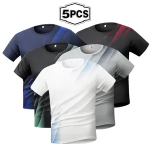 Summer new short sleeved T-shirt men's thin ice silk breathable outdoor casual sports quick drying T-shirt
