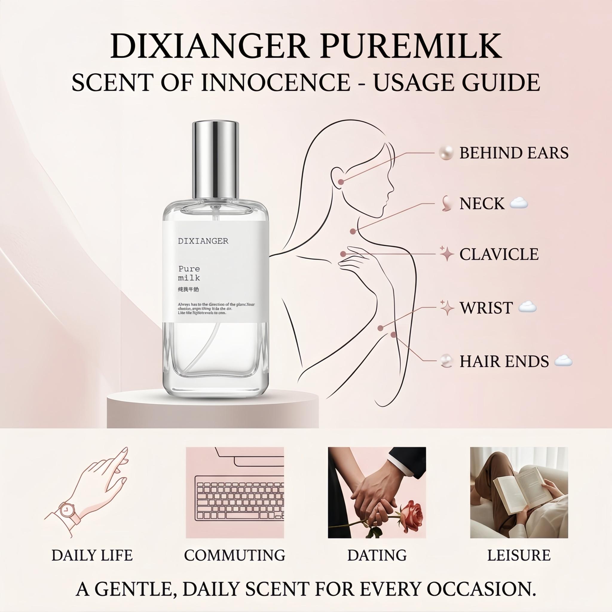 DIXIANGER Pure Milk Perfume 50ml/1.7 fl.oz Regular Ed. - Soft Milky Sweet Scent with Milk Vanilla, Natural Accords - Clean Gentle Daily Wear Fragrance, Single Item Gift for Back to School, Office - Unisex Fragrance for Women, Girls