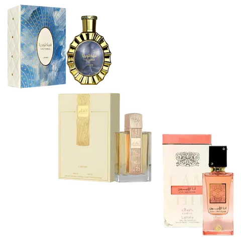 (3pc Bundle Pack) Victoria + Angham 3.4oz + Ana Abiyeh Coral 2oz by Lattafa EDP Spray