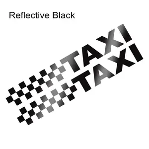 1SET Street Trendy Racing-Style TAXI Logo Sticker, Graphic Decal, for car bodies, reflective black TAXI + racing checkerboard decor, racing cool vibe, modified car enthusiasts use as racing TAXI-stylish decoration