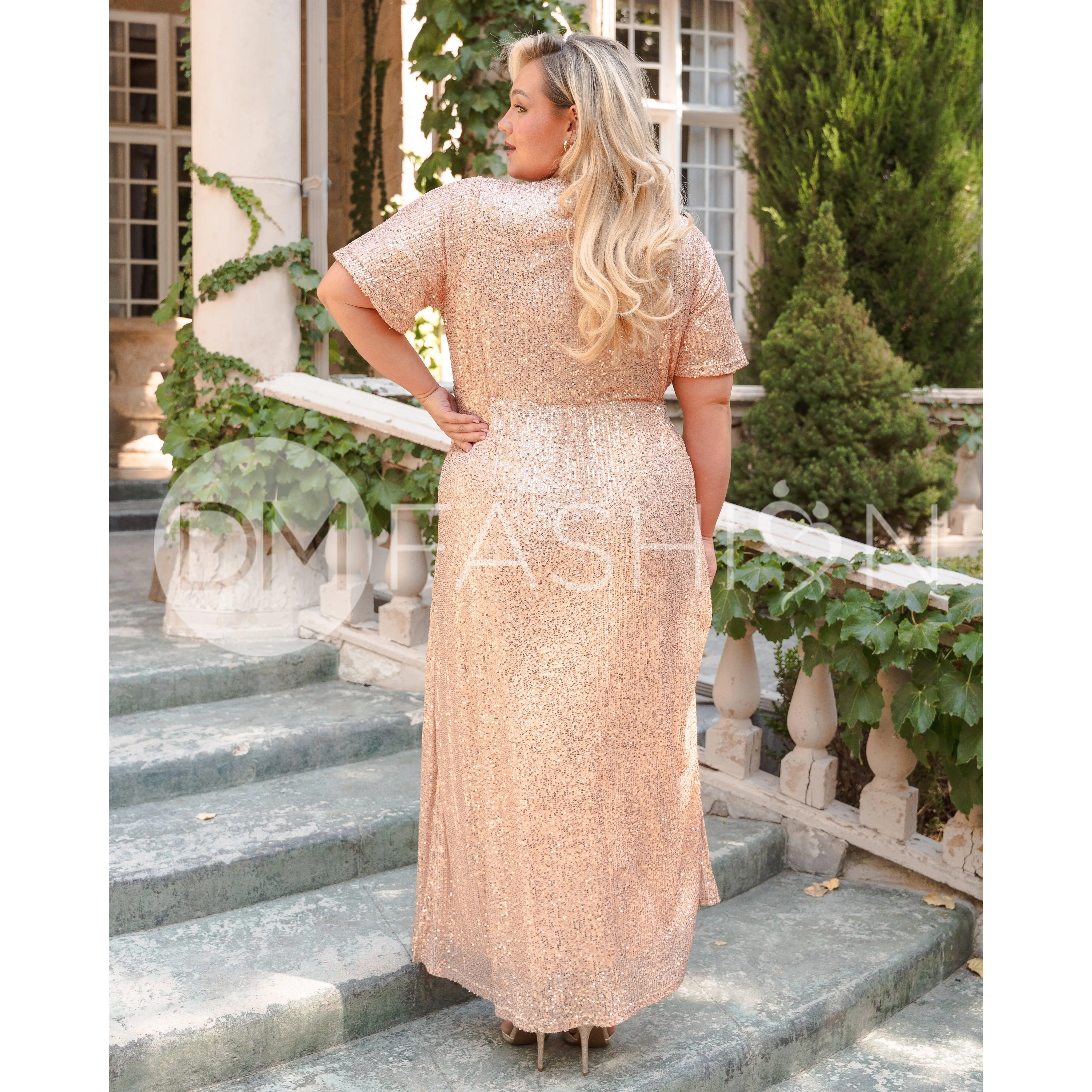rose gold dress maternity Daphne Sequin Gown - DM Exclusive - Friendly Luxury Classic Solid Teak Wood Dressing Table