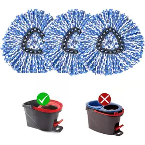 3Pack Blue Microfiber Spin Mop Replacement  Compatible with EasyWring Spin Mop Replace -EasyWring High Absorbency,Machine Washable, Microfiber Spin Mop Refills