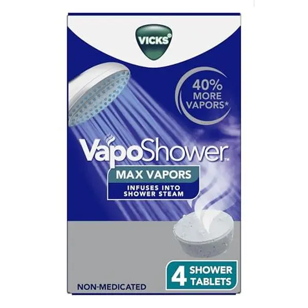 Vicks VapoShower Max Tablets, Non-Medicated Eucalyptus Shower Steamer Tablets, Menthol, Aromatherapy, 4ct