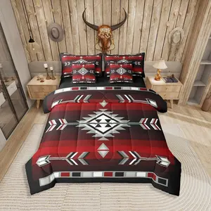 Rustic Western Bedding Set,7 Piece Southwestern Aztec Comforter Bed Set with Sheets,Men Boys,Farmhouse Bohemian Geometric Bed Bag,Exotic Ethnic Bed Set