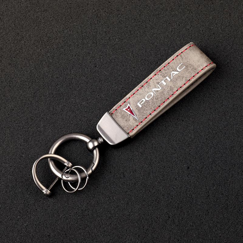 2026 New High-Grade Leather Car KeyChain 360 Degree Rotating Horseshoe Key Rings For Pontiac Car KeyChain Car Accessories Gifts