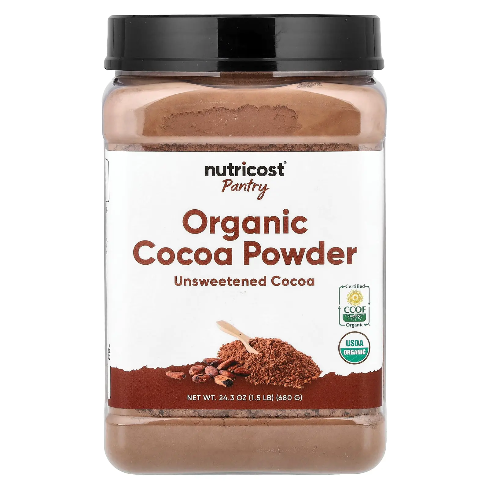 Nutricost Pantry, Organic Cocoa Powder, Unsweetened, 24.3 oz (680 g)