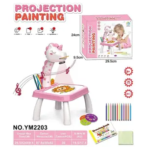 Party Gifts Home Supplies/Festive & Party Supplies/Party Bags & Gifts/ Drawing Projector Table Set for Kids Girls withWatercolor Pens Pencils Crayons Coloring Book Stickersand Eraser Perfect Preschool Kindergarten Gift