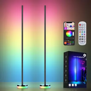 Corner Floor Lamp 2 Pack,RGBICW LED Corner Lamp with 1300lm  Modern Floor Lamp,App & Remote Control, Sync,Color Changing Standing Lamp for Bedroom Living Room and Gaming Rooms