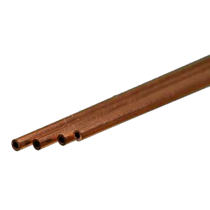 Round Copper Tube: 2mm OD x 0.36mm Wall x 300mm Long (4 Pieces)