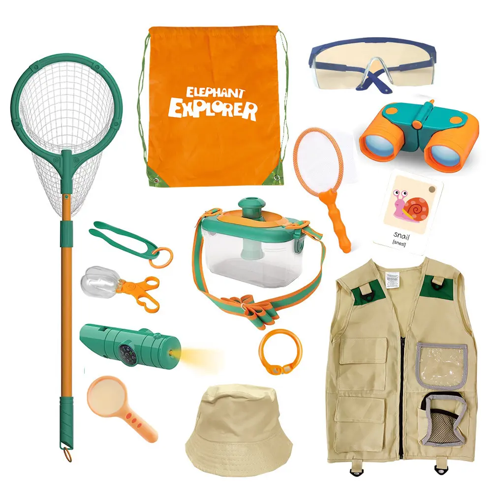 18/28Pieces Bug Catcher Kit for Kids, Outdoor Explorer Kit with Bug Collector, Whistle, Compass, Magnifying Glass, Bug Catching Kit Toy