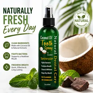 Cocodent Cacao Tooth Spray Fights Cavities and Whitens Teeth-  No Fluoride Natural Peppermint Flavor with Coconut Oil Oral Toothpaste Chocolate Organic Whitening Cleansing