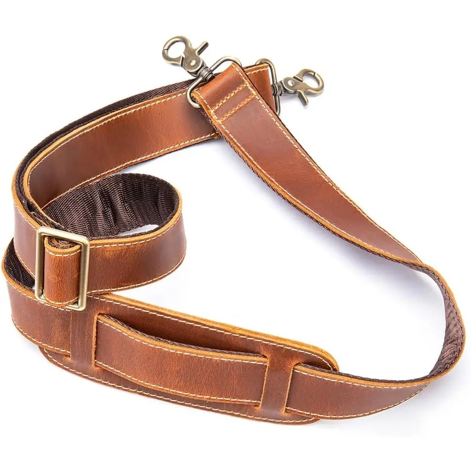 Full Grain Leather Bag Strap Replacement - Adjustable  Strap for Messenger Briefcase Duffle Crossbody Bags