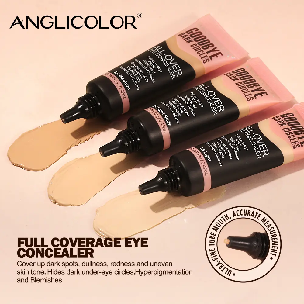 Full Coverage Concealer Lightweight Liquid Face Concealer Eye Brightener Color Corrector Waterproof Long Lasting Makeup Base for Dark Circles Blemishes