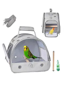 Small Bird Carrier Travel Cage with Stand, Parrot & Parakeet Travel Case, Animal Carrier, Portable Design with Trays & Shoulders Straps, Ideal for Safe Transport