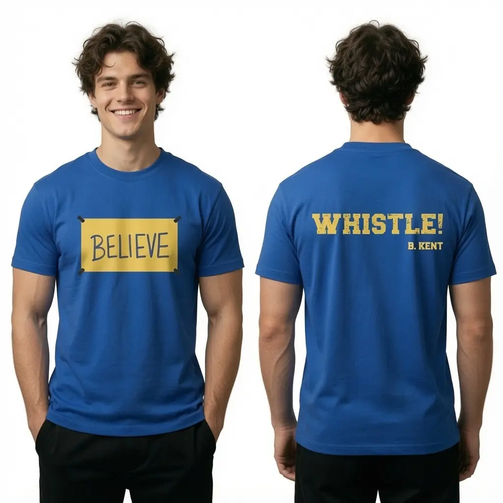 Ted Lasso T-Shirts, Believe Whistle T-Shirt Sport Motivation Shirt Ted Shirt with Backprint