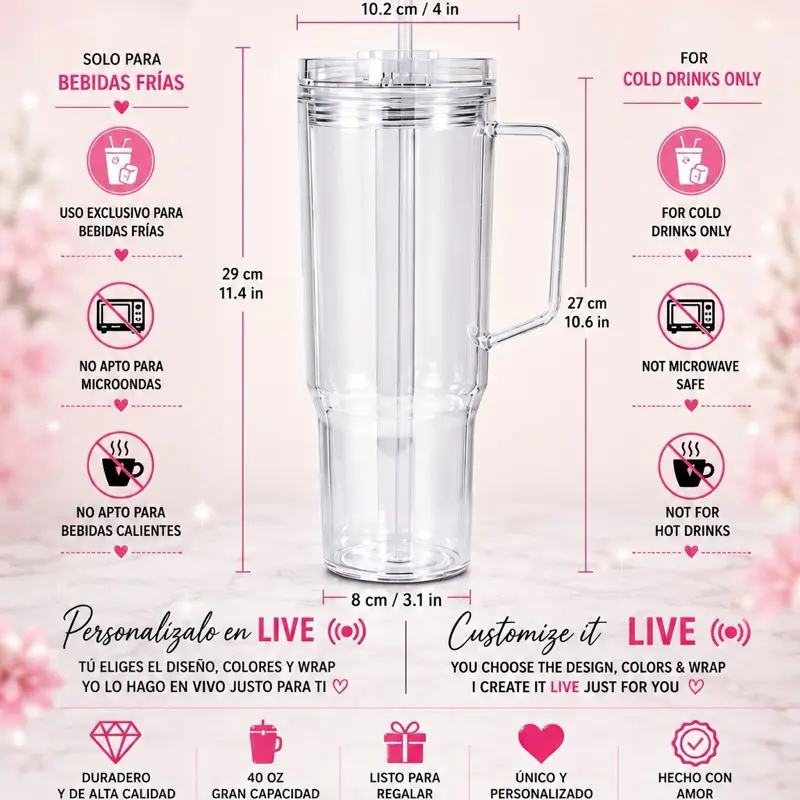 40 oz Snow Globe Tumbler | Personalizado en Live | Personalized Live