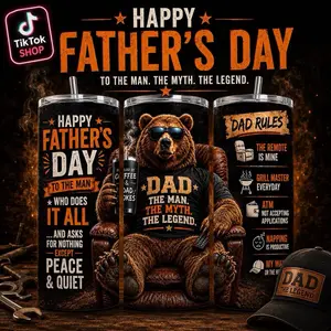 Legendary Dad Bear 20oz Skinny Tumbler, Father’s Day Gift, Dad Rules Drinkware