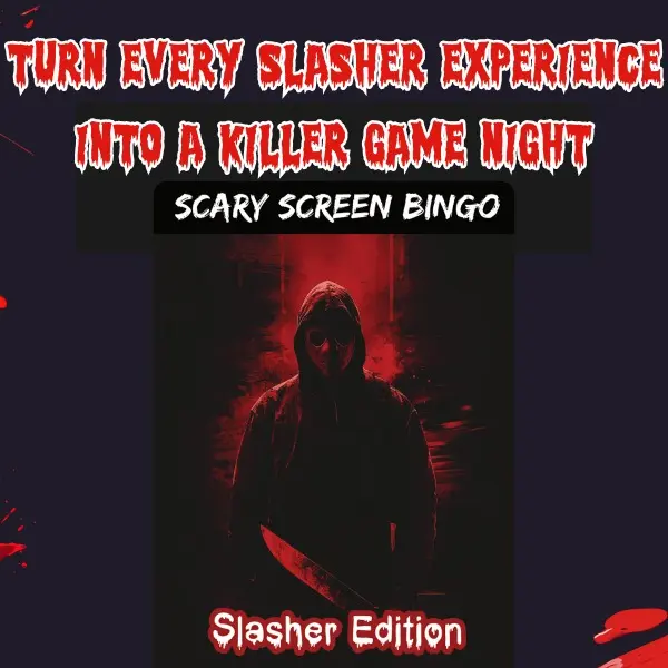 Scary Screen Bingo  Slasher Edition - Unique Horror Bingo Game for Horror Lovers and Bingo Fans