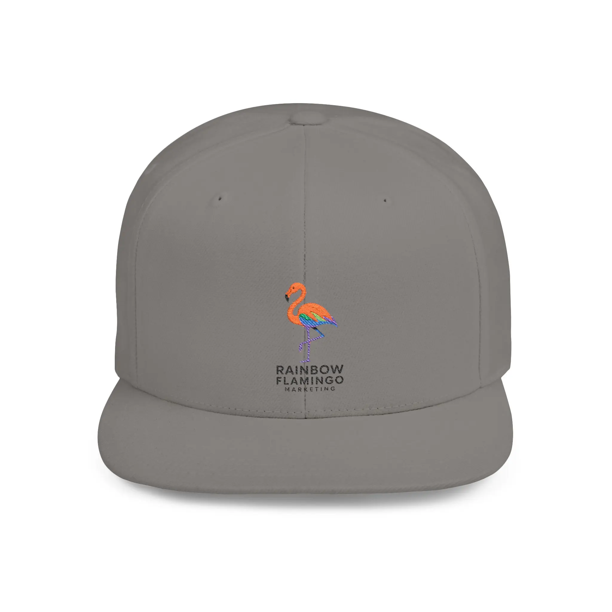 Rainbow Flamingo Flat Bill Snapback Hat