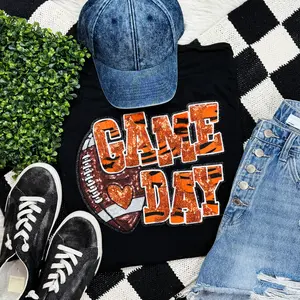 Orange Football Tiger Stripe & Sequins Patch