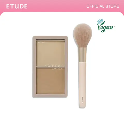 [ETUDE Official] Contour Powder & Brush Set (2 Color)| Bronzer Powder | Easy-to-Use K-Beauty Makeup Essential, Natural-Looking Definition, Long-Lasting Matte Finish