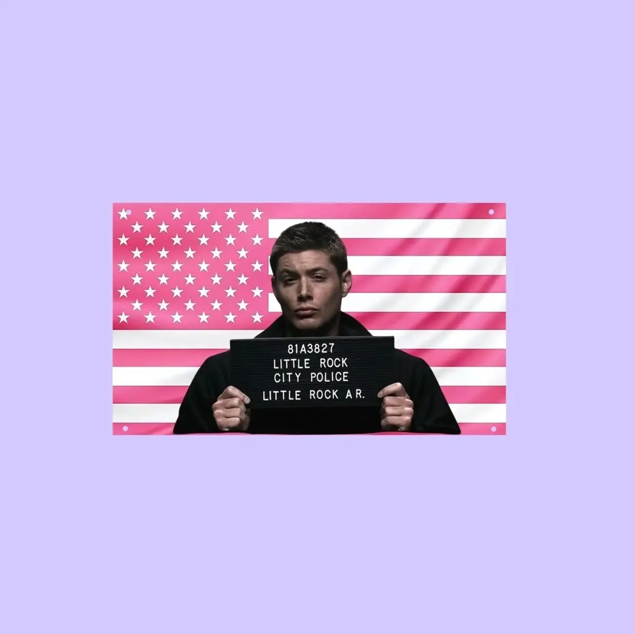 Dean Winchester Pink US Wall Tapestry Flag, Supernatural Wall Art, Hunter Bedroom Decor, TV Fan Banner