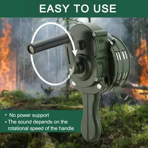 Hand Crank Alarm System, Foldable Home Camping Mine Emergency Alert, Battery-Free Portable Loudspeaker, Indoor Outdoor Use, Durable Handle Design