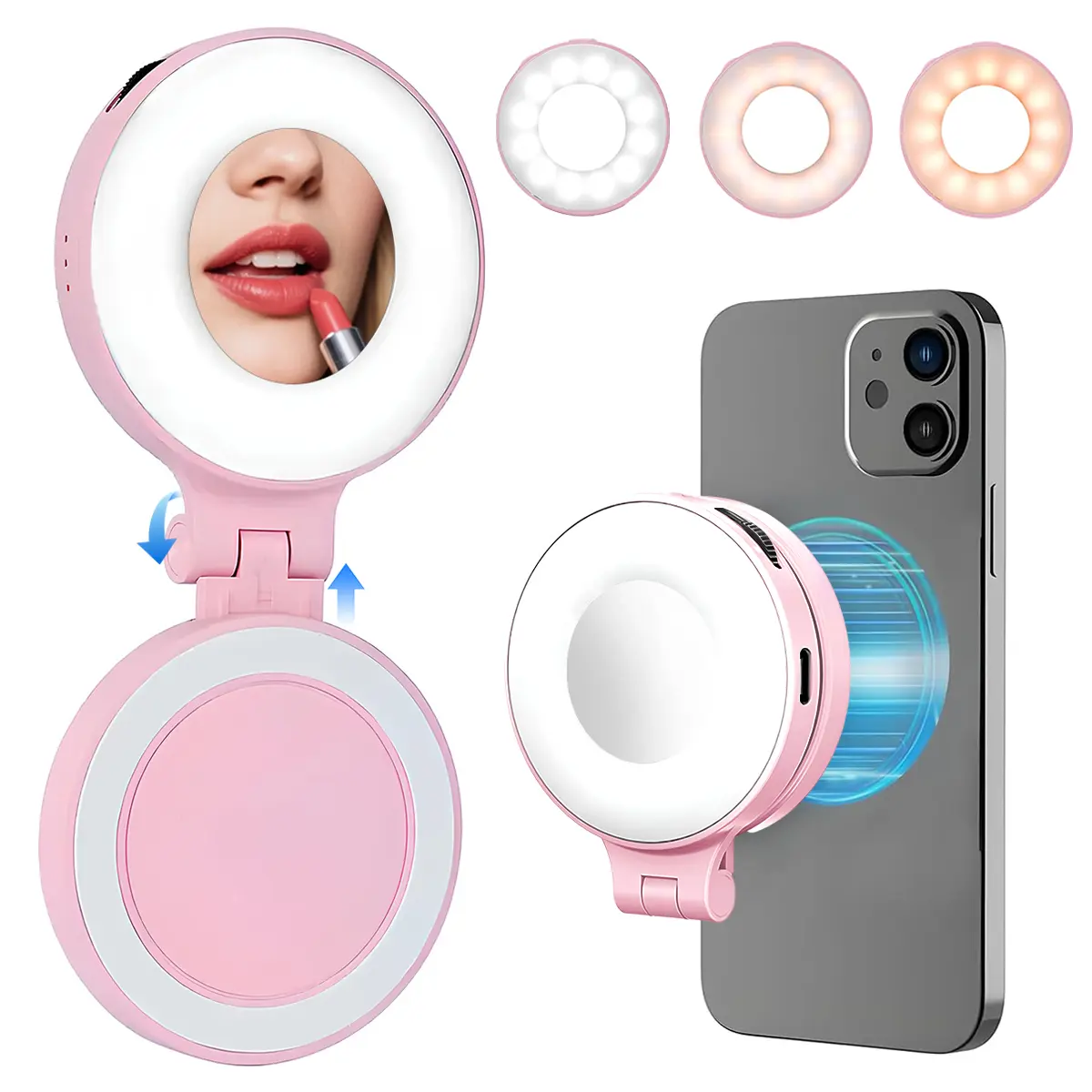 Magnetic Selfie Light, LED Fill Light Compatible with Magsafe, LED Selfie Ring Light Included Sticky Ring for Phones, for Selfies/Photography/TikTok/Zoom Calls/Video Conference