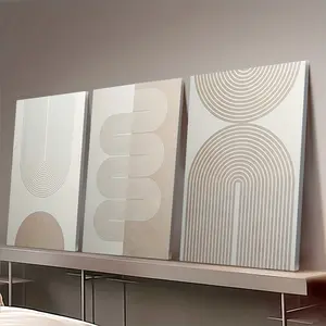Three-piece modern bohemian abstract wall art - large-sized geometric pattern //// Suitable for bedroom, living room, kitchen, office - Framed canvas with pre-glued wooden frame, easy to install, suitable for multi-space decoration