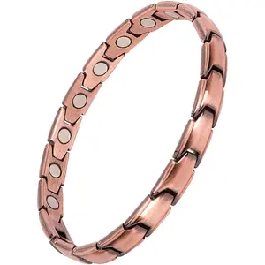 Feraco Copper Bracelet for Women Hand Forged 99.99% Pure Solid Copper Magnetic Bracelets with Pro Neodymium Magnets